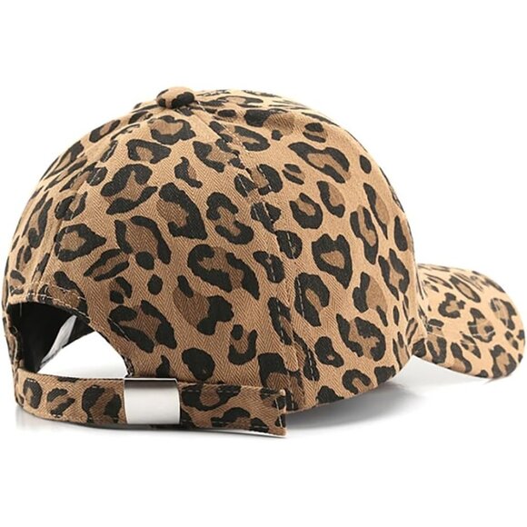 Women's Khaki Leopard Fashion Baseball Cap Adjustable Strap Back Visor Sport Hat - Picture 5 of 7